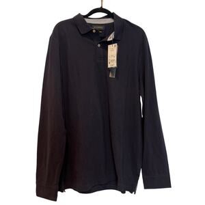 Piombo Men's Pure Cotton Long Sleeve Pullover Polo Sweatshirt Black Size XXL NWT